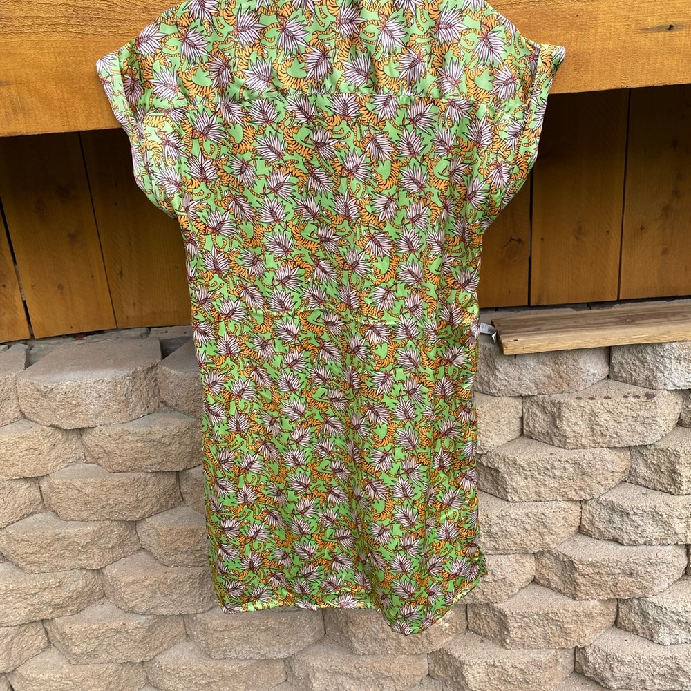 NWT-Size L-Compania Fantastica Green Palm Leaf Style of the Tiger Shirt Dress - Picture 9 of 13
